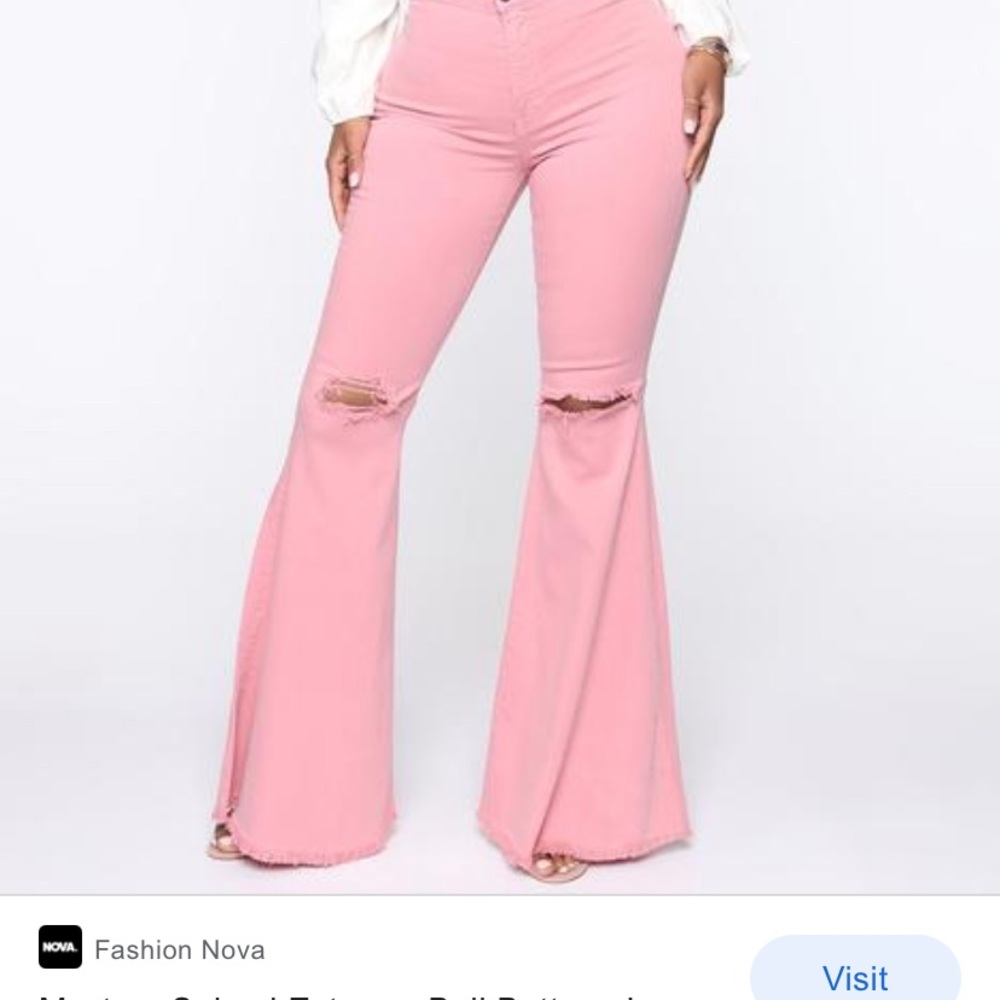 Mystery Solved Extreme Bell Bottom Jeans - Blush